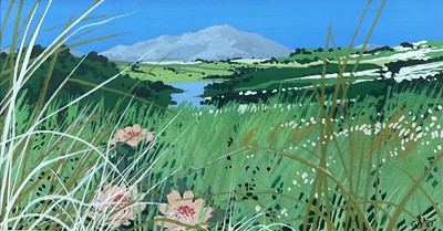 Lot 111 - 20th century gouache, New Zealand landscape, signed with initials G.D. and dated '81, 7cm x 13.5cm, glazed frame