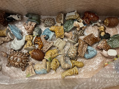 Lot 353 - Two silver thimbles, collection of Wade whimsy's, toy cars etc