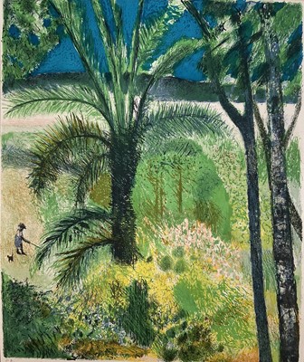 Lot 112 - Guy Bardone (1927-2015) signed lithograph in colours, Jardin de René, 1960's, signed in pencil below, 61cm x 50cm, unframed