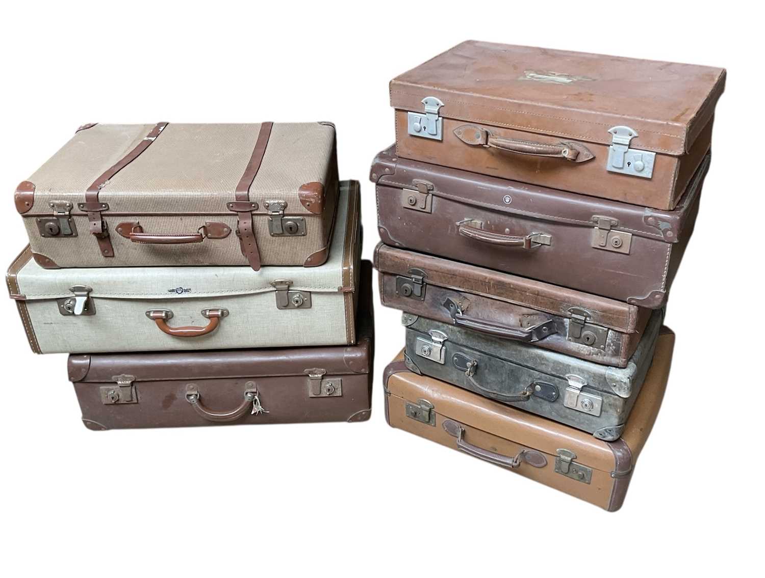 Lot 87 - Group of eight vintage cases including leather and cardboard examples, (8).