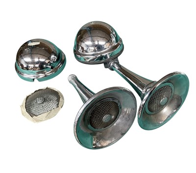 Lot 89 - 1930s Lucas trumpet car horn (complete), together with spares for a second.