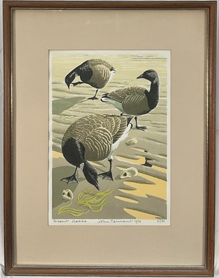 Lot 117 - John Tennent (b.1926) limited edition print - Brent Geese, signed, dated 1976 and numbered 71/80, 39cm x 26cm, glazed frame