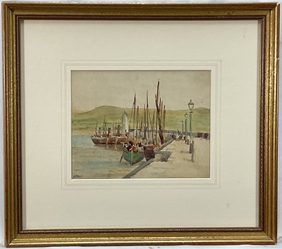 Lot 123 - Samuel Parr (1850-1921) watercolour, Cornish harbour scene, signed, 18cm x23cm, glazed gilt frame