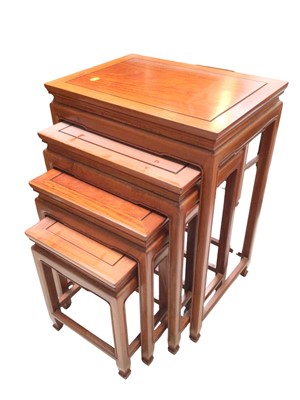 Lot 5314 - Nest of four Chinese rosewood tables, the largest 69cm