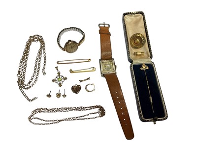 Lot 96 - Group of gold and yellow metal jewellery and watches