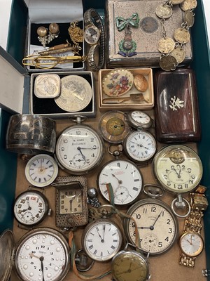 Lot 914 - Group of antique and vintage watches to include a Waltham Braille pocket watch, wristwatches and sundries