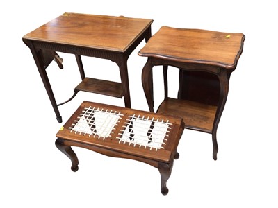 Lot 5320 - Two early 20th century side tables together with a valet stand, (3).