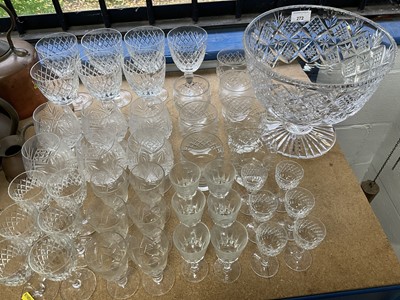 Lot 272 - Good quality cut glass pedestal bowl and a collection of cut glass wines and glassware
