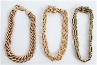 Lot 3406 - Three gold (9ct) bracelets