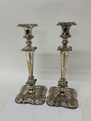 Lot 261 - Pair of 19th century Old Sheffield Plate candlesticks