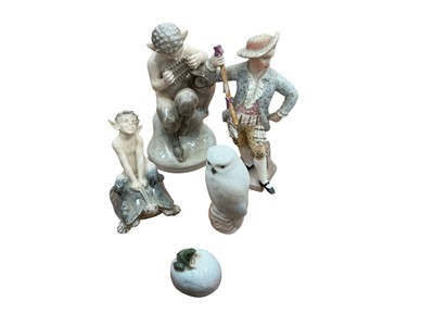 Lot 474 - Four Royal Copenhagen porcelain figures and a German porcelain figure (5)