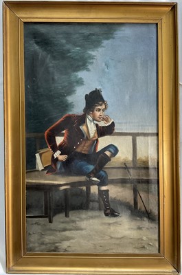 Lot 174 - French school, oil on canvas, portrait of a young gentleman seated, 60cm x 35cm, framed