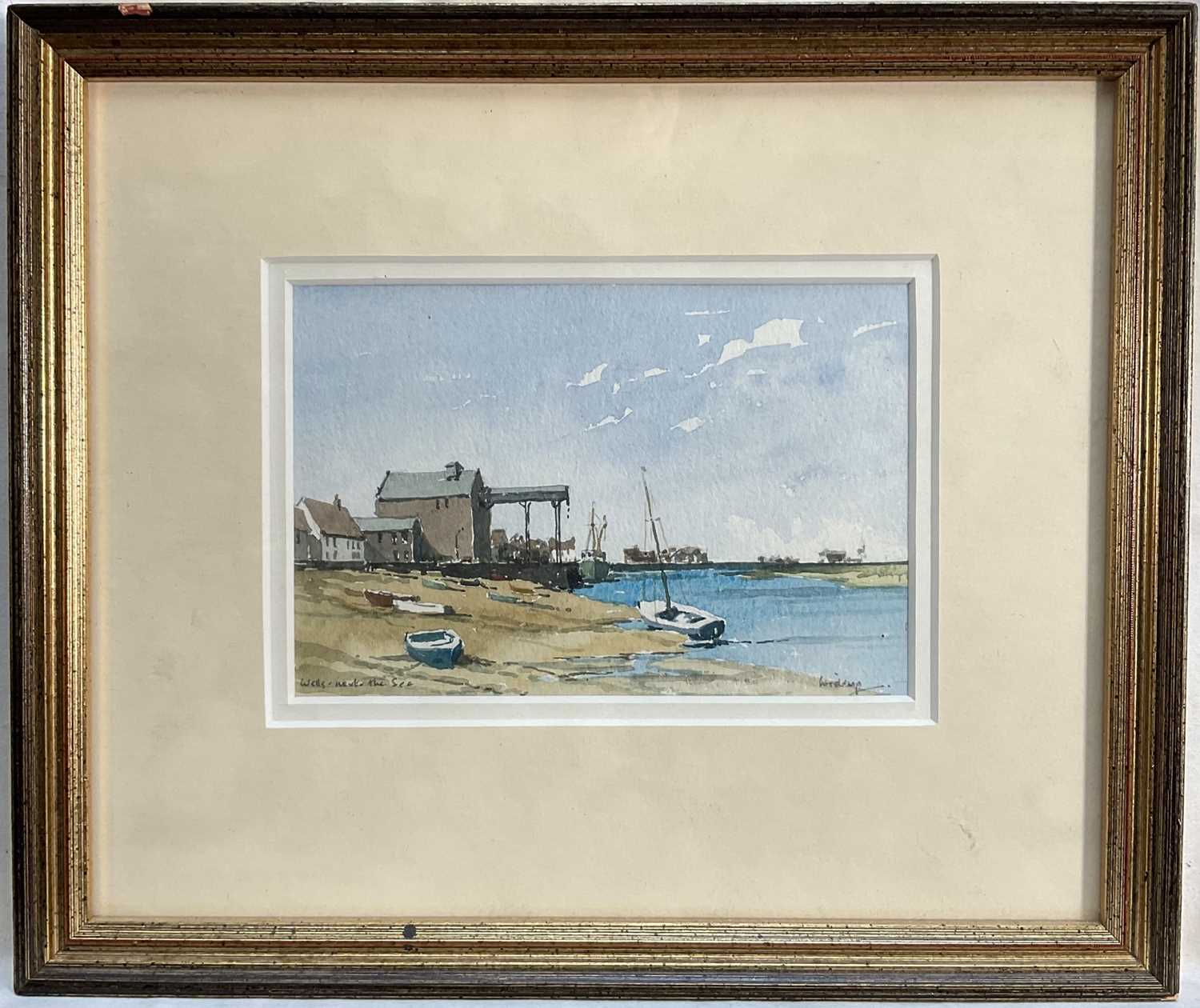 Lot 149 - Macfarlane Widdup, 20th century watercolour Wells-next-the-Sea Norfolk, 9cm x 14cm, glazed frame