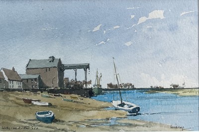 Lot 149 - Macfarlane Widdup, 20th century watercolour Wells-next-the-Sea Norfolk, 9cm x 14cm, glazed frame