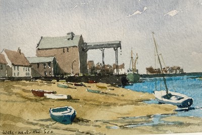 Lot 149 - Macfarlane Widdup, 20th century watercolour Wells-next-the-Sea Norfolk, 9cm x 14cm, glazed frame