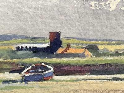 Lot 151 - Godfrey Sayers, 20th century watercolour, Norfolk low tide, signed, 13cm x 16cm, glazed gilt frame