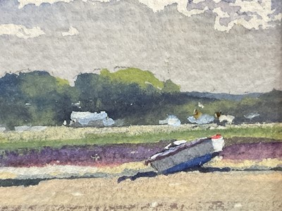 Lot 151 - Godfrey Sayers, 20th century watercolour, Norfolk low tide, signed, 13cm x 16cm, glazed gilt frame