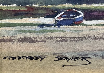 Lot 151 - Godfrey Sayers, 20th century watercolour, Norfolk low tide, signed, 13cm x 16cm, glazed gilt frame