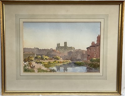 Lot 152 - Len Roope (1917-2005) watercolour, Lincoln Cathedral, signed and dated 1976, 20cm x 30cm, glazed frame