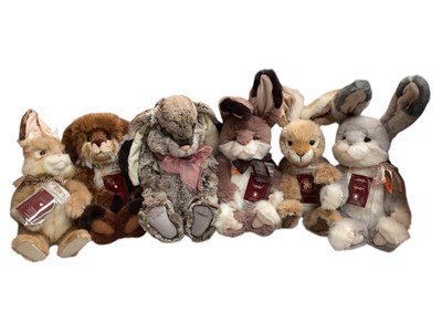 Lot 1716 - Charlie Bears Rabbits Hutch, Carrot Top, Cabbage Rose, Scallopini and Rosco with tags.