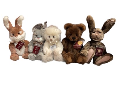 Lot 1720 - Charlie Bears Year bear 2021, Anniversary Daniel, Picnic, Apple Blossom and Broccoli all with tags.