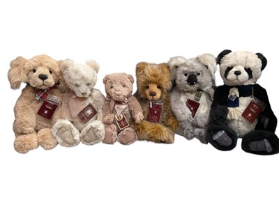 Lot 1722 - Charlie Bears Puppy Love, Piran, Dale, Pashmina, Jane and My First Charlie Bear all with tags.