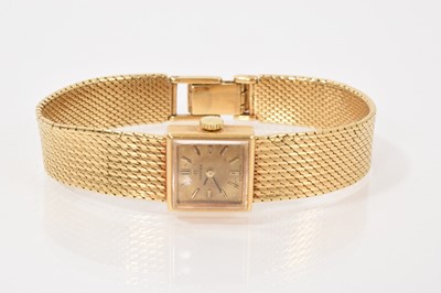 Lot 767 - Ladies' Omega 18ct gold wristwatch with an integral 18ct gold bracelet