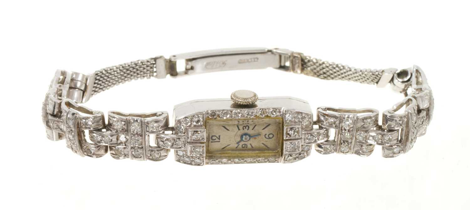 Lot 784 - Art Deco diamond cocktail watch
