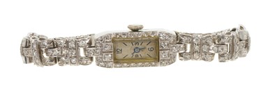 Lot 784 - Art Deco diamond cocktail watch