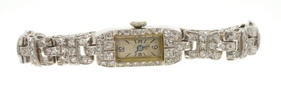 Lot 784 - Art Deco diamond cocktail watch