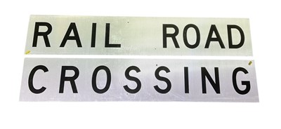Lot 107 - American two part reflective Rail Road Crossing sign, each part measuring 122 x 23cm, (2).
