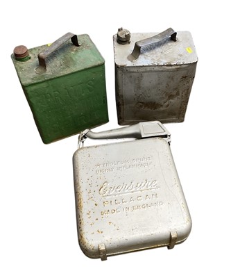 Lot 109 - Vintage Eversure fuel cans, together with a Shell can and a Pratt's can, (3).
