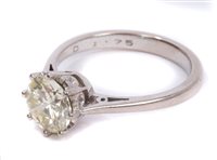 Lot 3417 - Diamond single stone ring with a brilliant cut...