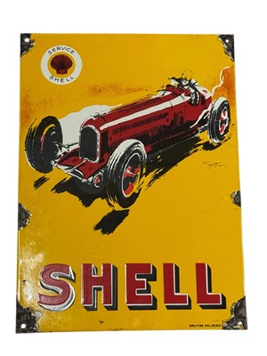 Lot 121 - Reproduction Shell enamel advertising sign, 28cm x 38cm.
