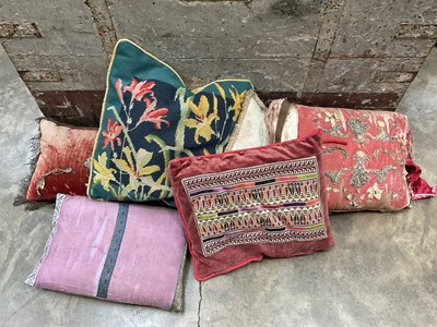 Lot 182 - Collection of cushions, some utilising antique textiles
