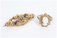 Lot 3418 - Victorian gold (9ct) floral scroll brooch set...