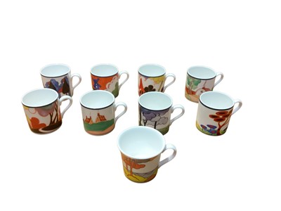 Lot 2241 - Set of eight Wedgwood Clarice Cliff coffee cups and one tea cup