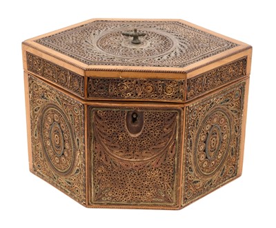 Lot 913 - Rare George III scrolled paper tea caddy