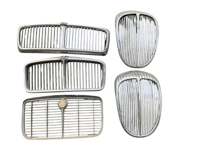 Lot 123 - Five classic Jaguar and Daimler radiator grills, (5).
