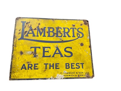 Lot 133 - Vintage Lamberts teas are the best, enamel advertising sign.