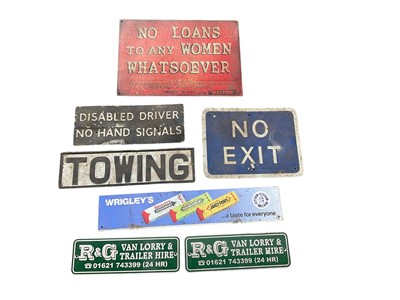 Lot 134 - Group of seven assorted signs including No Exit and Towing, (7).