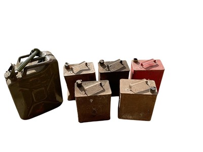 Lot 135 - Group of six various metal fuel cans including Esso and Shell Mex & BP, (6).