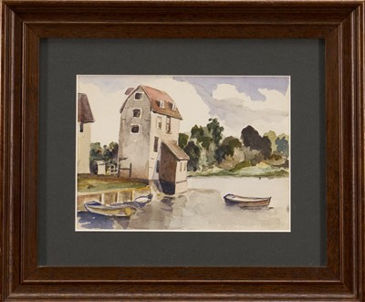 Lot 1196 - Elwin Hawthorne (1905-1954) watercolour - Woodbridge Tide Mill, 12.5cm x 17.5cm, in glazed frame
