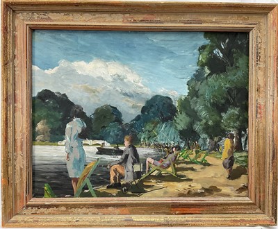 Lot 68 - English School, oil on canvas - The Serpentine, 35cm x 45cm, framed
