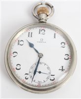 Lot 3433 - Omega pocket Watches with white enamel dial...