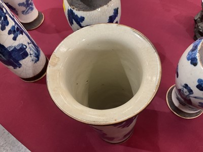 Lot 69 - Garniture of Chinese crackle glaze vases