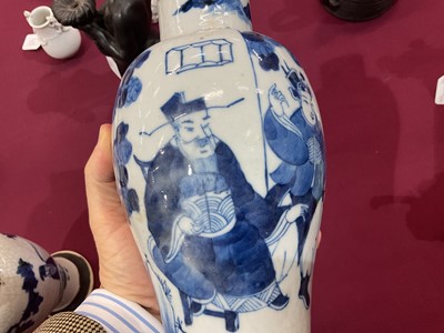 Lot 69 - Garniture of Chinese crackle glaze vases