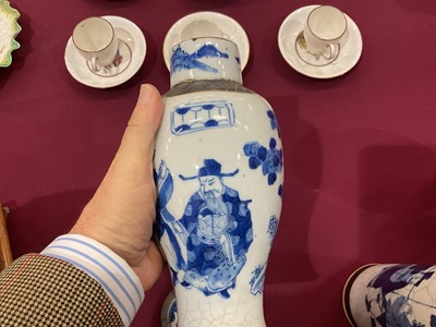 Lot 69 - Garniture of Chinese crackle glaze vases