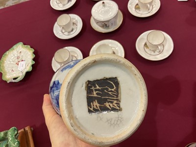 Lot 69 - Garniture of Chinese crackle glaze vases