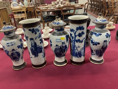Lot 69 - Garniture of Chinese crackle glaze vases